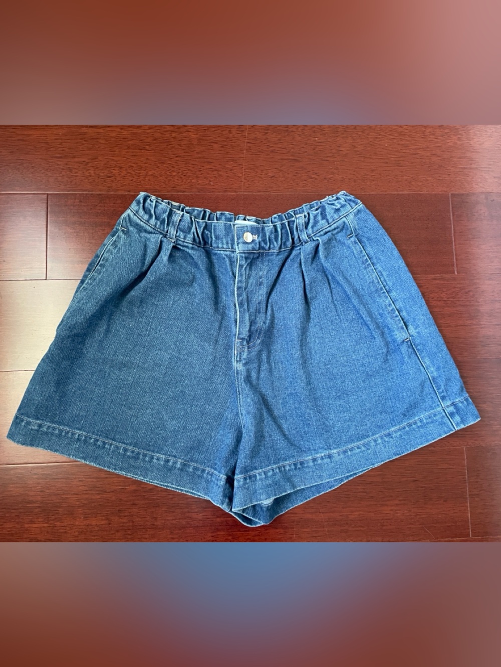 Bronze Snake Delaney Denim Shorts - Washed Blue Elastic Waist